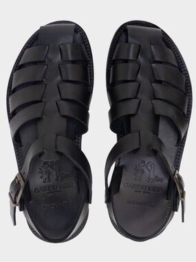 Gardenier Black Leather Women's Fisherman Sandals